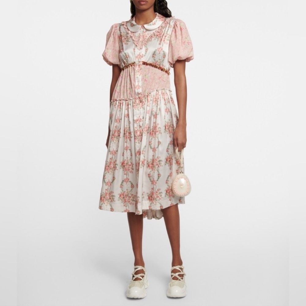 Simone Rocha Asymmetric Ruffle Patchwork Floral M… - image 2